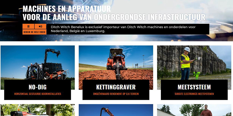 Eigen website voor Ditch Witch Benelux
